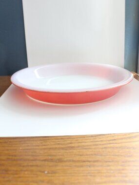 Pyrex  Coral/Pink  9.5" Milk Glass Pie Plate